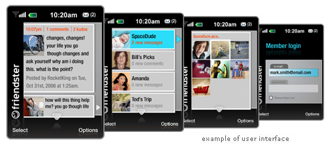 OZ mobile social network User Interface